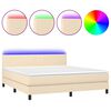 vidaXL Sommier &agrave; lattes de lit avec matelas LED Cr&egrave;me 160x200 cm Tissu