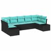 vidaXL Ensemble de canap&eacute; de jardin 7 pc Noir polyrotin