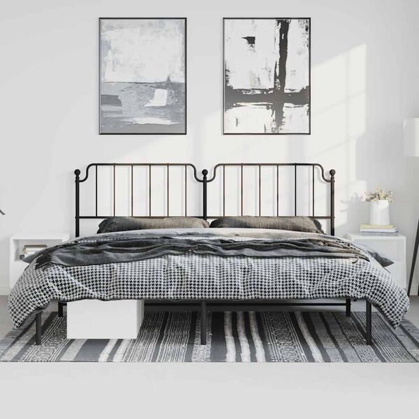 vidaXL Cadre de lit m&eacute;tal sans matelas avec t&ecirc;te de lit noir 183x213cm