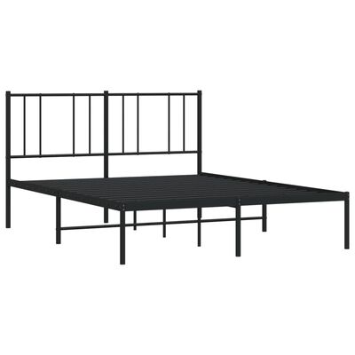 vidaXL Cadre de lit métal sans matelas avec tête de lit noir 135x190cm