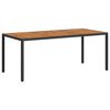 vidaXL Table de jardin 190x90x75 cm Résine tressée et bois acacia Noir