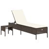 vidaXL Ensemble de chaises longues et coussins 3 pcs marron poly rotin