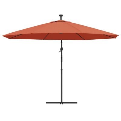 vidaXL Parasol de jardin en porte-à-faux avec lumières LED terre cuite