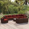 vidaXL Salon de jardin 10 pcs avec coussins R&eacute;sine tress&eacute;e Marron
