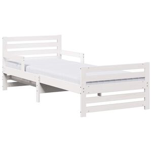 vidaXL Cadre de lit avec matelas Blanc 80 x 200 cm Bois de pin massif