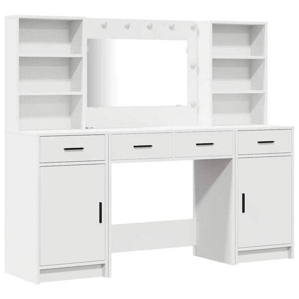 vidaXL Ensemble de Coiffeuse avec tiroir 3 pcs Blanc Bois d'ingénierie