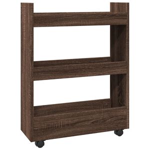 vidaXL Chariot de rangement &eacute;troit 3 niveaux ch&ecirc;ne marron