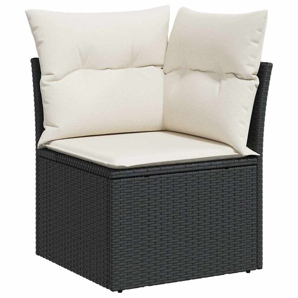 vidaXL Salon de jardin 5 pcs avec coussins noir r&eacute;sine tress&eacute;e