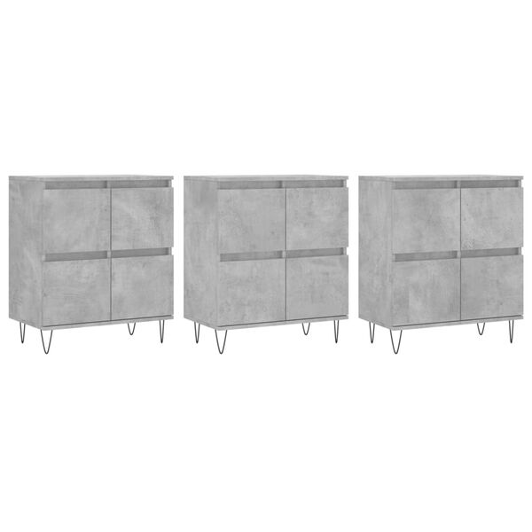 vidaXL Buffets 3 pcs gris b&eacute;ton bois d'ing&eacute;nierie