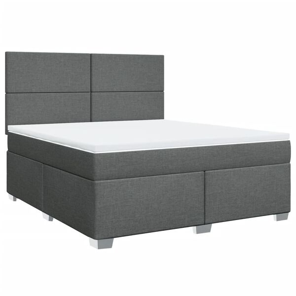 vidaXL Sommier &agrave; lattes de lit avec matelas Gris fonc&eacute; 180x200cm Tissu