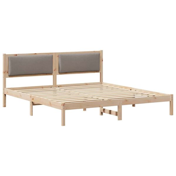vidaXL Cadre de lit avec t&ecirc;te de lit Taupe 200 x 200 cm Pin massif