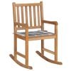 vidaXL Chaise &agrave; bascule avec coussin &agrave; carreaux gris Bois de teck