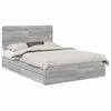vidaXL Lit de Rangement Gris Sonoma 140 x 200 cm Bois d'ing&eacute;nierie