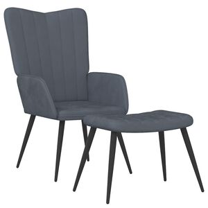 vidaXL Chaise de relaxation avec repose-pied Gris fonc&eacute; Velours