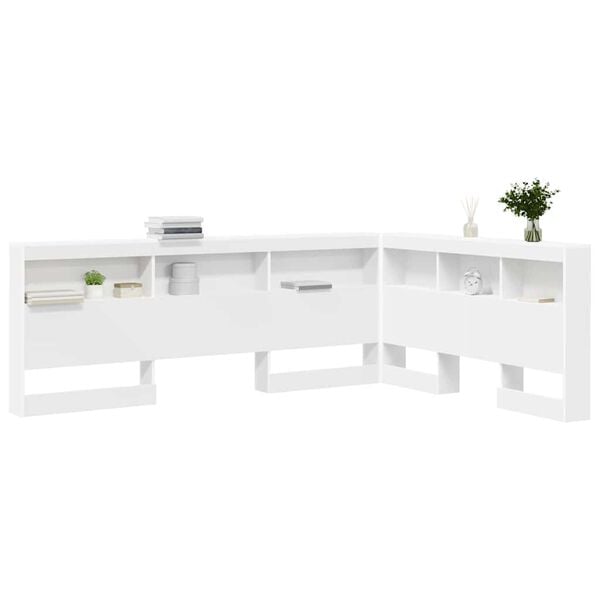 vidaXL T&ecirc;te de lit de rangement Blanc 140 cm Bois d'ing&eacute;nierie