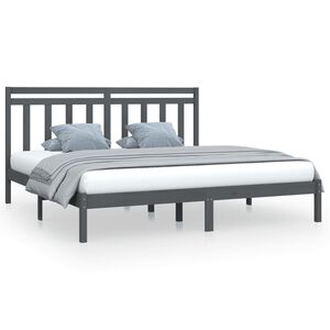 vidaXL Cadre de lit sans matelas gris 200x200 cm bois massif