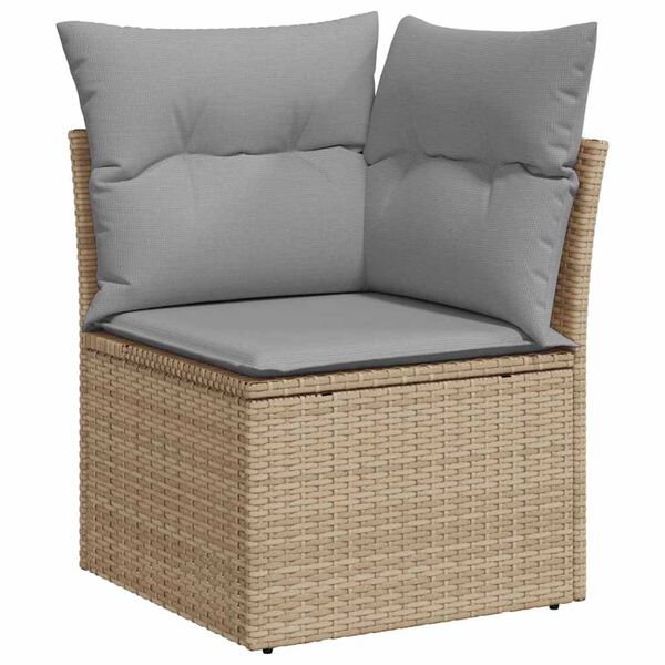 vidaXL Ensemble de canap&eacute; de jardin avec coussin Beige Poly rotin