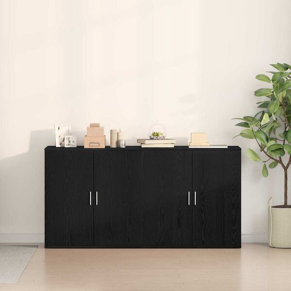 vidaXL Buffet 2 pcs Ch&ecirc;ne noir 79 x 38 x 80 cm Bois d'ing&eacute;nierie