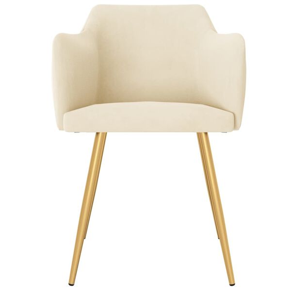 vidaXL Chaises &agrave; manger lot de 2 Cr&egrave;me Velours