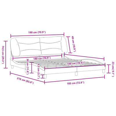 vidaXL Cadre de lit sans matelas noir 180x200 cm similicuir