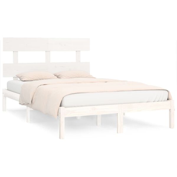 vidaXL Cadre de lit sans matelas blanc 200x200 cm bois massif