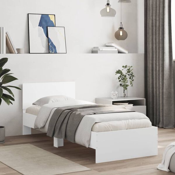 vidaXL Cadre de lit sans matelas avec t&ecirc;te de lit blanc 75x190 cm