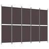 vidaXL Cloison de s&eacute;paration 5 panneaux Marron 250x180 cm Tissu