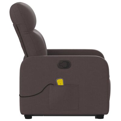 vidaXL Fauteuil inclinable de massage Marron foncé Tissu