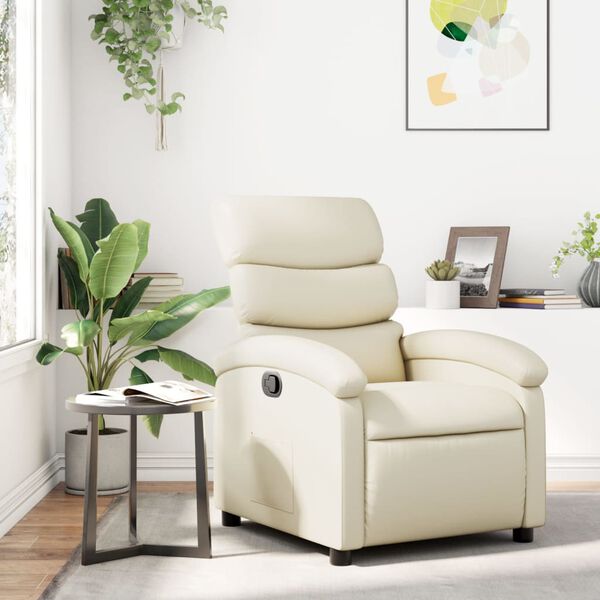vidaXL Fauteuil inclinable en similicuir cr&egrave;me