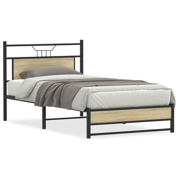 vidaXL Cadre de lit sans matelas chêne sonoma 107x203 cm