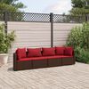 vidaXL Salon de jardin 4 pcs avec coussins marron r&eacute;sine tress&eacute;e