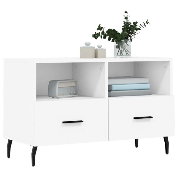 vidaXL Meuble TV Blanc 80x36x50 cm Bois d'ing&eacute;nierie