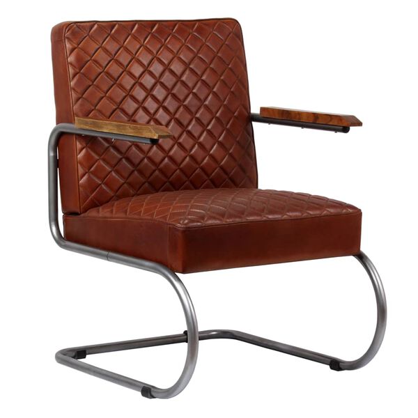 vidaXL Fauteuil marron fonc&eacute; cuir v&eacute;ritable