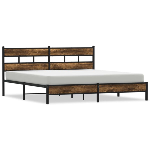 vidaXL Cadre de lit en m&eacute;tal sans matelas ch&ecirc;ne fum&eacute; 183x213 cm