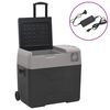 vidaXL Glaci&egrave;re avec roue et adaptateur noir et gris 30L polypropyl&egrave;ne