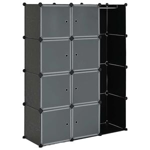 vidaXL Armoire modulaire 9 compartiments noir et blanc 109x36,5x143 cm