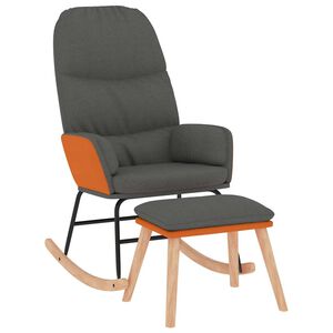 vidaXL Chaise &agrave; bascule avec repose-pied Gris fonc&eacute; Tissu