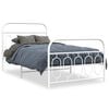 vidaXL Cadre de lit m&eacute;tal sans matelas et pied de lit blanc 107x203 cm