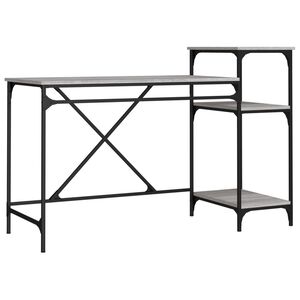 vidaXL Bureau et &eacute;tag&egrave;res sonoma gris 135x50x90 cm bois ing&eacute;nierie/fer