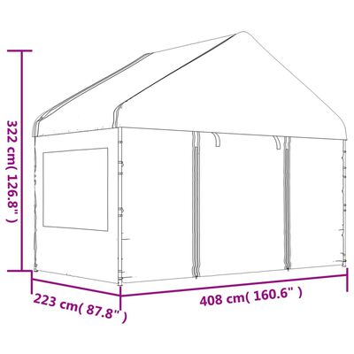 vidaXL Belvédère avec toit blanc 4,08x2,23x3,22 m polyéthylène