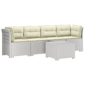 vidaXL Canap&eacute; de jardin 4 places avec coussins look rotin PP Blanc