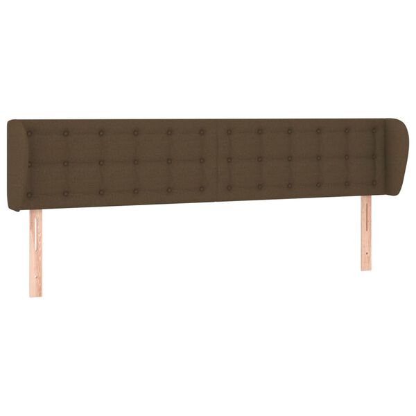 vidaXL T&ecirc;te de lit avec oreilles Marron fonc&eacute; 163x23x78/88 cm Tissu