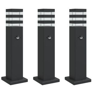 vidaXL Lampadaires d'ext&eacute;rieur avec capteur 3 pcs noir 50 cm aluminium