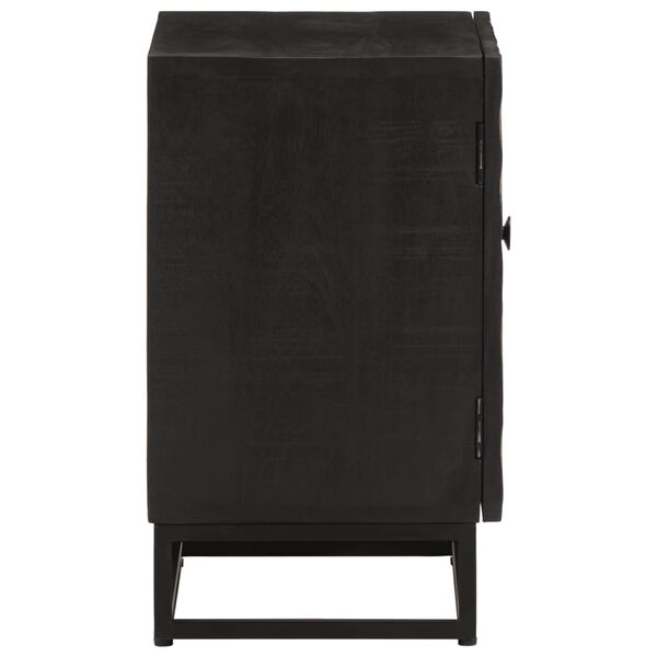 vidaXL Table de chevet noir 40x30x50 cm bois massif manguier et fer