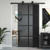 vidaXL Porte coulissante noir 102,5x205 cm verre tremp&eacute; aluminium