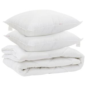 vidaXL Duvet toutes saisons avec oreiller 3 pi&egrave;ces Blanc Microfibre