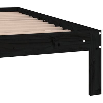 vidaXL Cadre de lit Noir Bois massif 135x190 cm Double