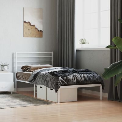 vidaXL Cadre de lit métal sans matelas et tête de lit blanc 100x200 cm