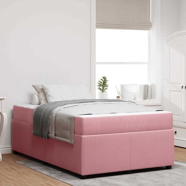 vidaXL Cadre de lit avec matelas Rose 120 x 200 cm tissu