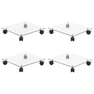 vidaXL Supports roulants &agrave; plantes 4 pcs 35x35 cm Carr&eacute; Verre tremp&eacute;
